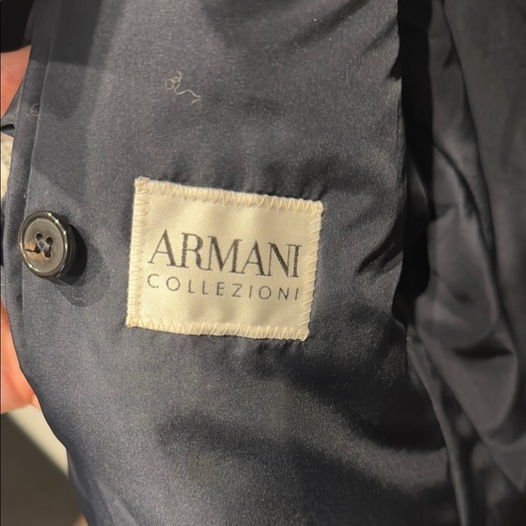 Navy Double Breasted Trench Coat with Wide Lapels and Tailored Fit - Picture 2 of 6